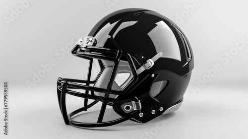 Sports Equipment: Football Helmet, American Sport Protective Headgear in Black and White Colors