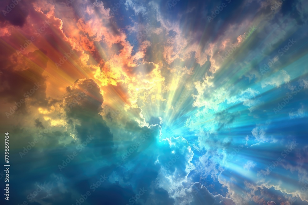 Stunning Iridescence: A Beautiful and Bright Background of Colorful Clouds Shining Like a Corona