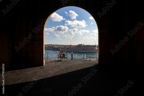 Old architectural building under the blue sky in Malta.