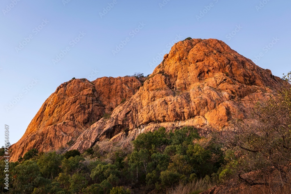 Castle Hill mountain at dawn and sunrise in Townsville, far north queensland, australia