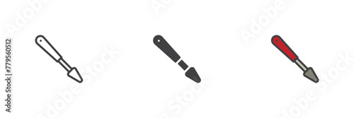 Palette knife different style icon set