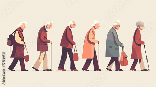 Old people, design, symbol, senior men, set, grandfather