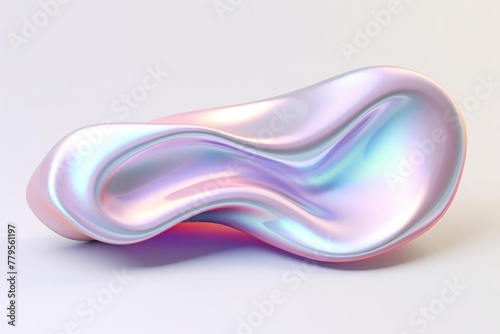Abstract iridescent shape 3d render on white background