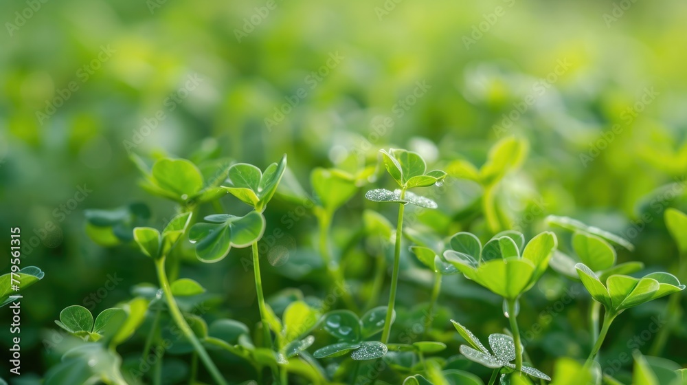 Young Alfalfa Growing in the Spring Field for Forage. Lucerne Sativa Plant with Green Foliage on Natural Background Young Alfalfa Growing in the Spring Field for Forage. Lucerne Sativa Plant with Green Foliage on Natural Background