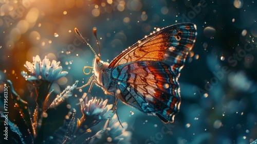 Butterfly close-up shot. Detailed realistic photography