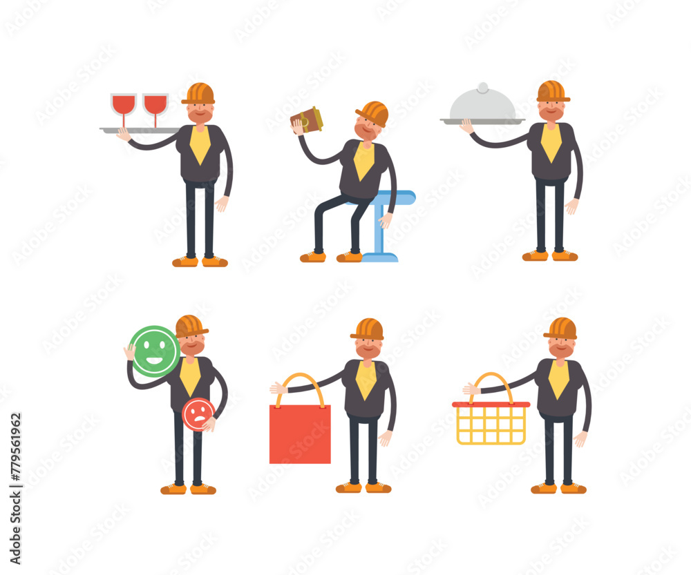engineer characters in different poses vector set engineer characters in different poses vector set