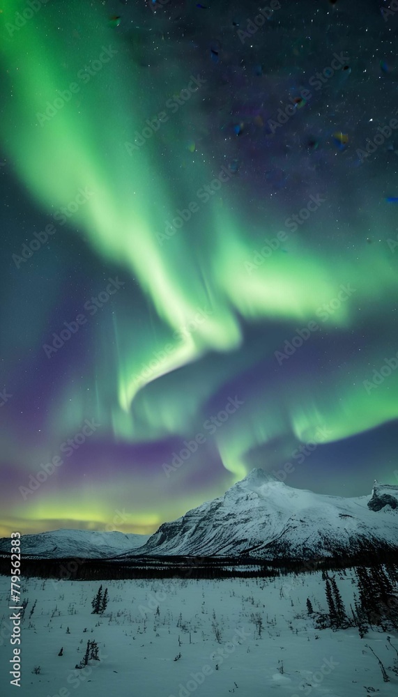 AI generated illustration of the Majestic sight of an aurora borealis in the night sky