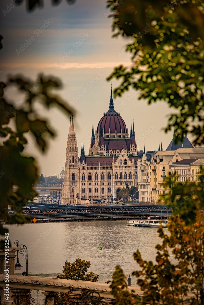 Vertical shot of a traditional building of The Hungarian Parliament, Budapest