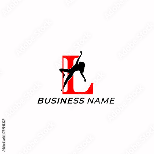 design logo creative letter L and pole dance performance