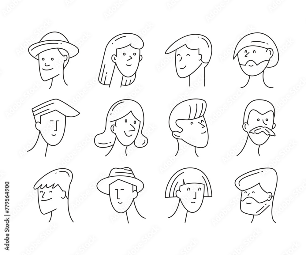 comic face avatars set doodle illustration comic face avatars set doodle illustration