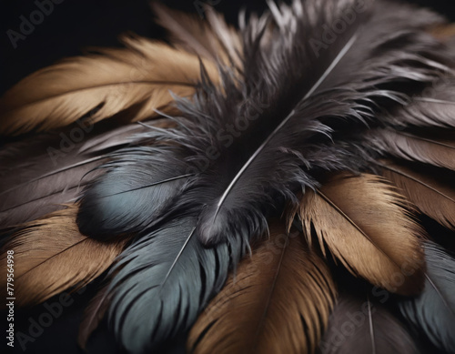 Dark Feather Texture with Central Quill photo