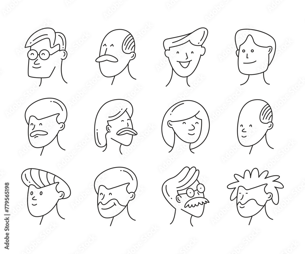 comic face avatars set doodle illustration comic face avatars set doodle illustration