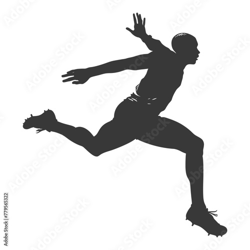 Silhouette Man High jump Athlete in action full body