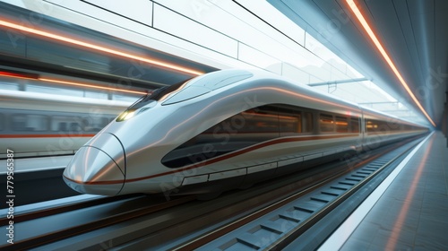 High Speed Train Zooming Through Tunnel