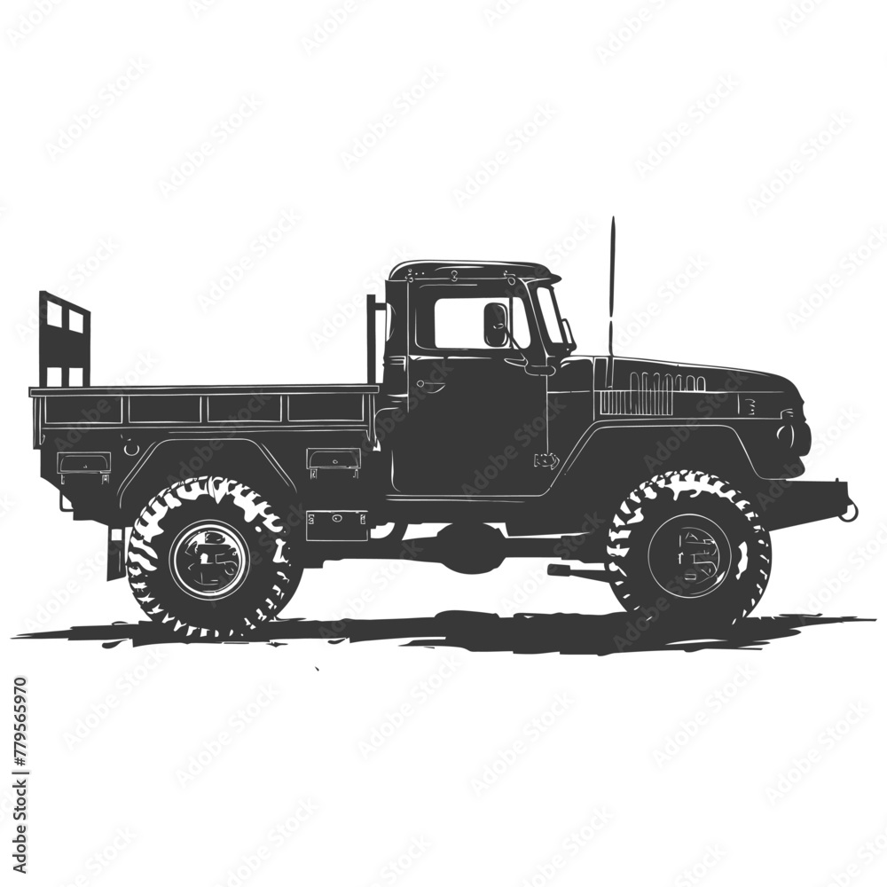 Naklejka premium Silhouette military truck black color only