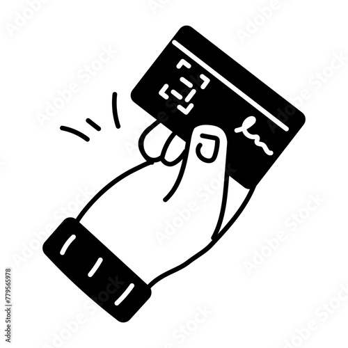 Download doodle icon of card payment 