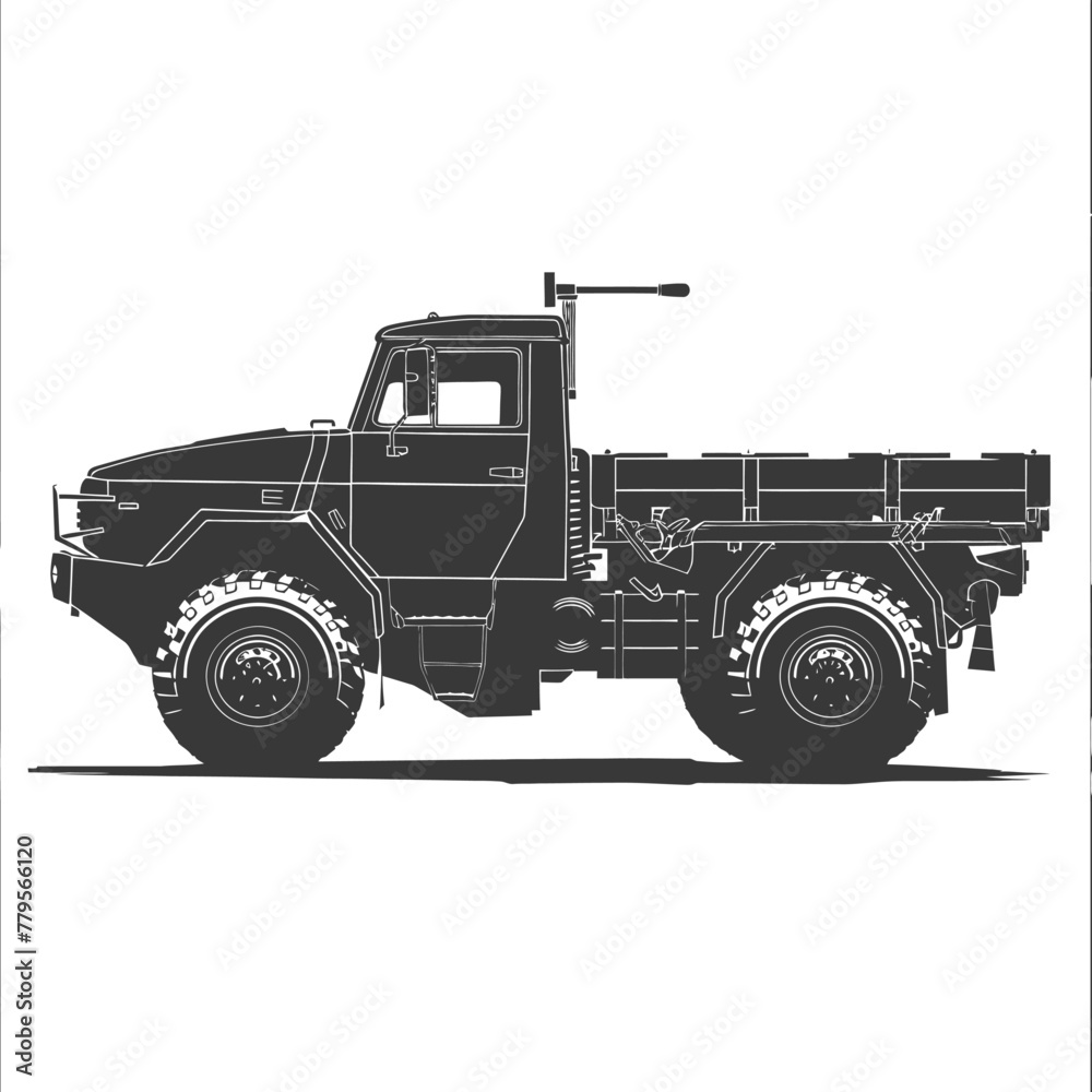 Silhouette military truck black color only