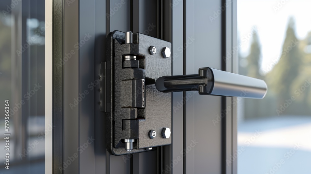 Detailed view of a protected lock system with an inspired design, showcasing the blend of aesthetics and security for window doors Detailed view of a protected lock system with an inspired design, showcasing the blend of aesthetics and security for window doors