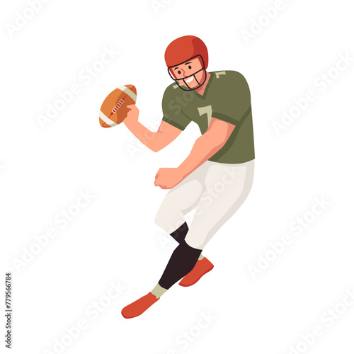 Vector image of an American football player who has assumed a pose and is ready to throw during