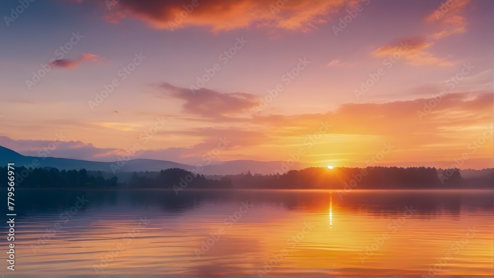 sunset over the lake, ai generated sunset over the lake, ai generated