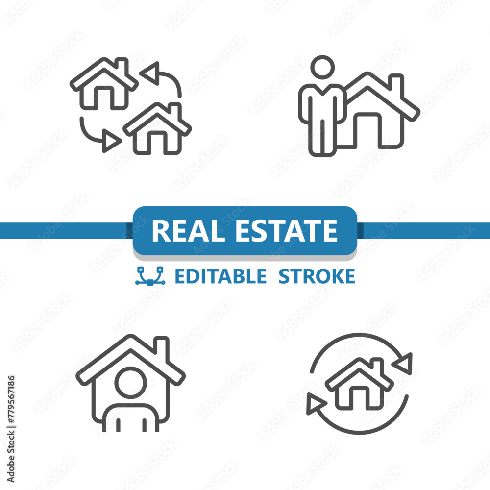 Fototapeta premium Real Estate Icons. House, Building, Home, Realtor Icon