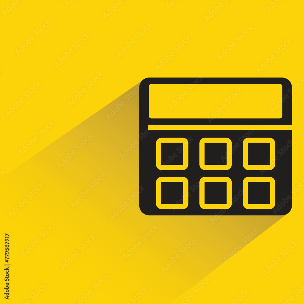 calculator icon with shadow on yellow background calculator icon with shadow on yellow background