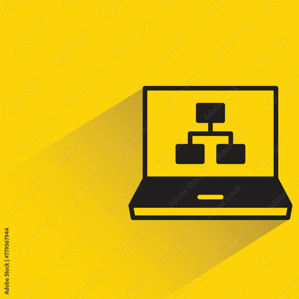 laptop and diagram icon on yellow background laptop and diagram icon on yellow background