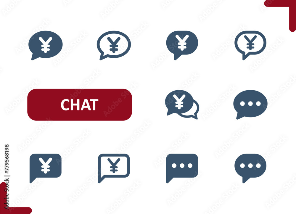 Chat Bubbles Icons. Speech Bubble, Message, Comment, Money, Yen, Yuan Icon