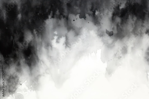 Black watercolor light background natural paper texture abstract watercolur Black pattern splashes aquarelle painting white copy space for banner design, greeting card