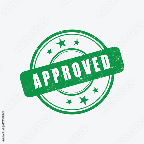 Green grunge "Approved" stamp vector icon. Ideal for certifying documents and designs. approved. stamp. green round grunge approved sign, Art & Illustration