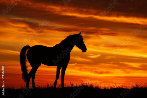 Horse at sunset - Generative AI © MadalinaIonela