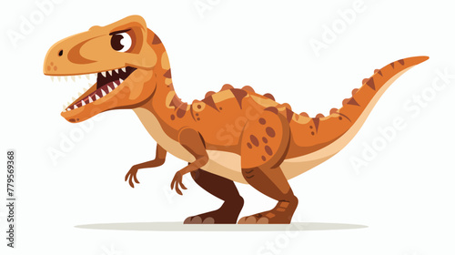 Cute cartoon smiling tyranosaurus isolated on white background