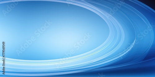 Blue background, smooth white lines, radians swirl round circle pattern backdrop with copy space for design photo or text