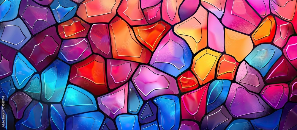 A closeup of a vibrant stained glass window showcasing intricate patterns in magenta hues, resembling a beautiful blooming plant or organism A closeup of a vibrant stained glass window showcasing intricate patterns in magenta hues, resembling a beautiful blooming plant or organism