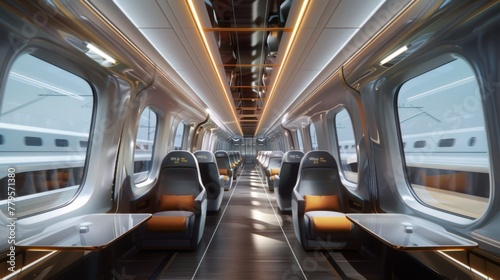 Interior of a Train With Many Seats