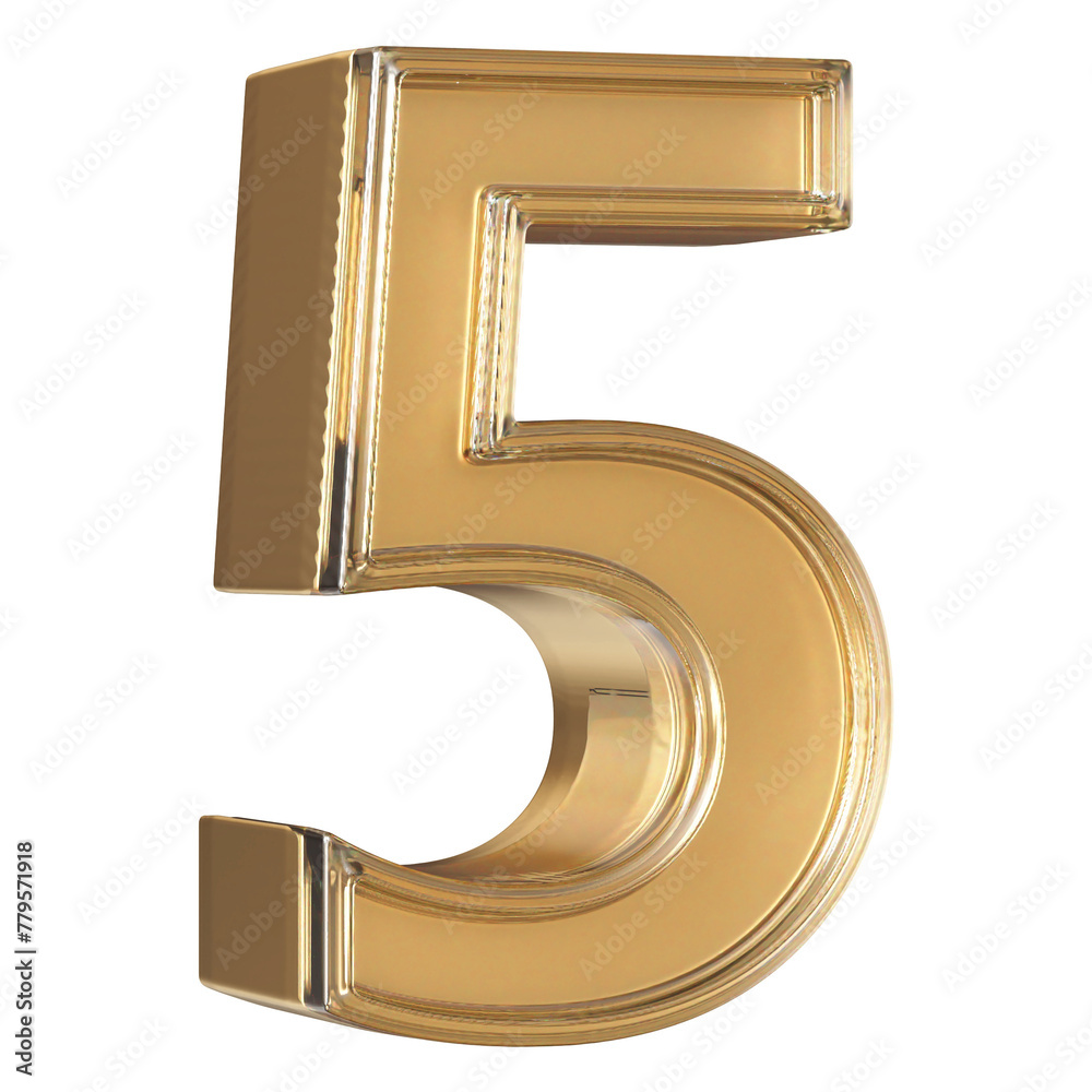 Gold 3d Number 5