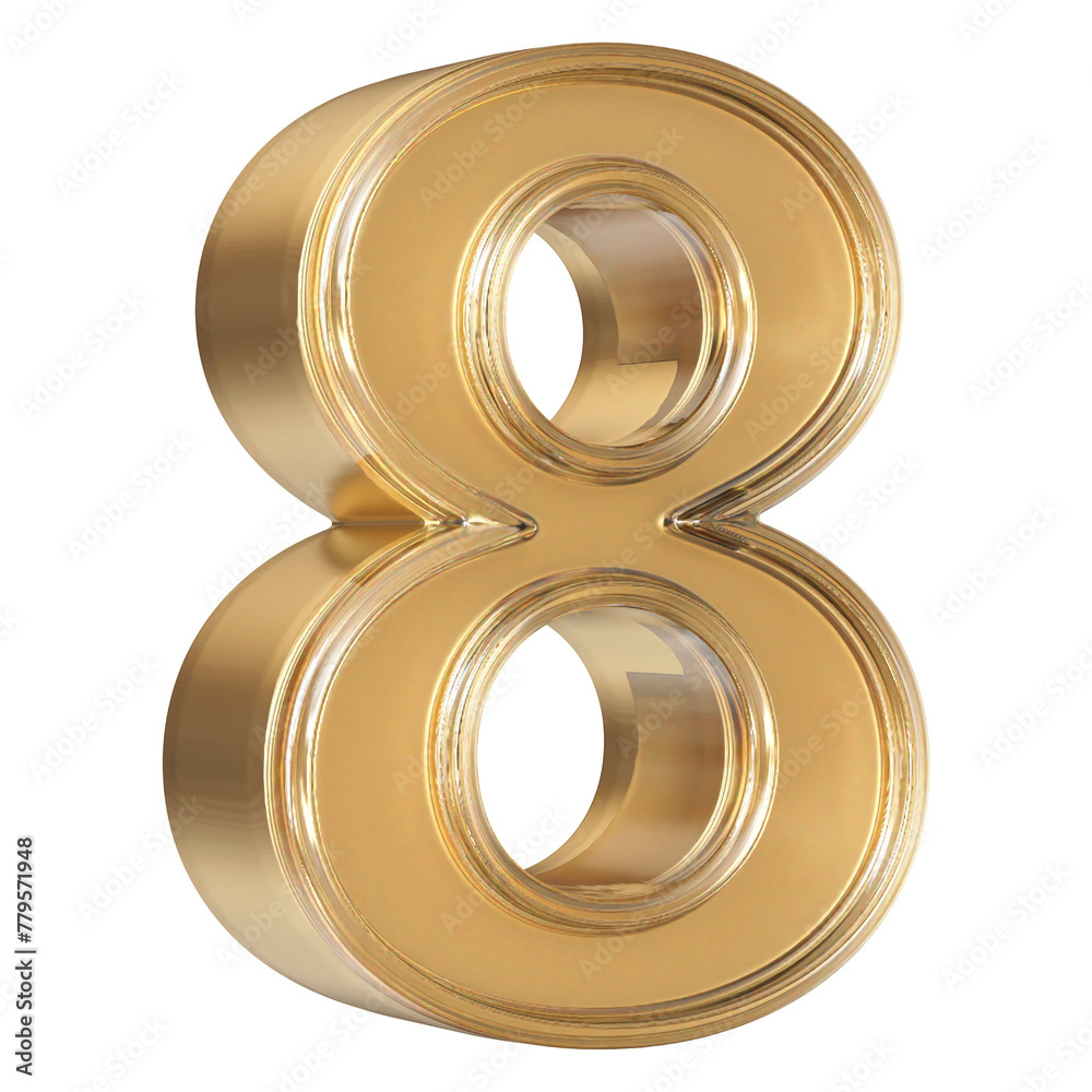 Gold 3d Number 8