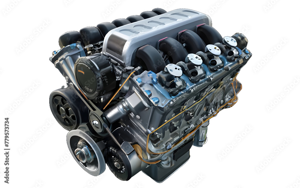 Fototapeta premium Car engine isolated on white