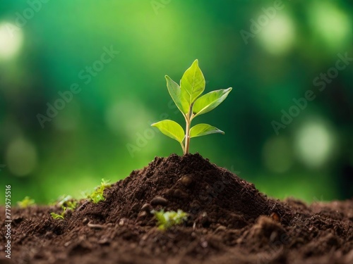 young green plant in soil