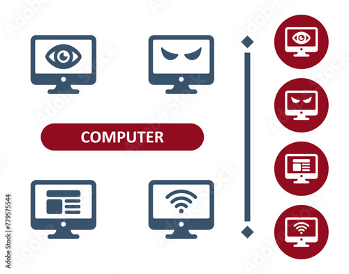 Computer Icons. Computer Screen, Monitor, Virus, Spyware, Hacker, Website, Webpage, WiFi, Wi-Fi Icon