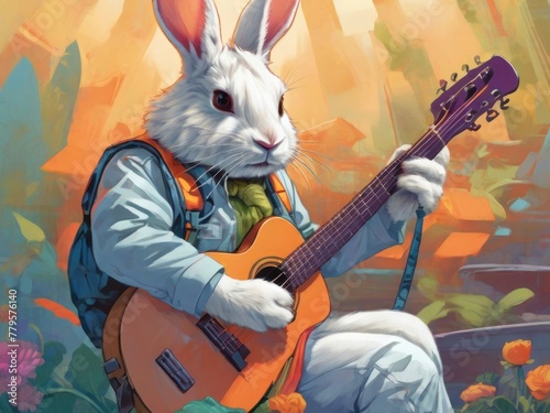 easter bunny playing guitar