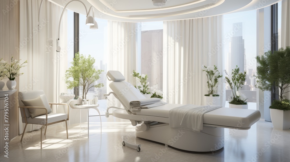 Dermatology and beauty clinic treatment Interior decoration for VIP customers by expert dermatologists. Beauty salon, spa, massage with equipment to to help relax, physiotherapy, relaxing massage.