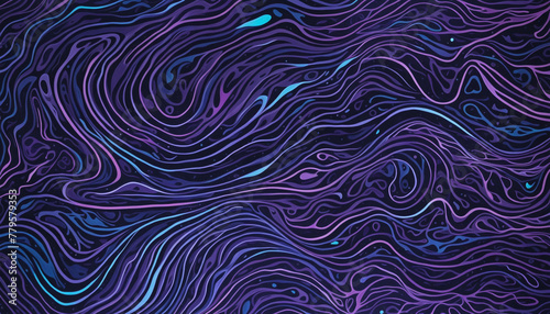 Digital Brainwave Pattern  print of electric blue and purple brainwaves   bright colors neural activity in a scientific aesthetic