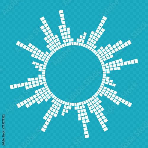 Sound wave vector icon. Circle audio waves. Circular music sound equalizer
