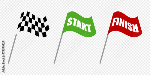 Racing flag for start and finish. Vector illustration photo