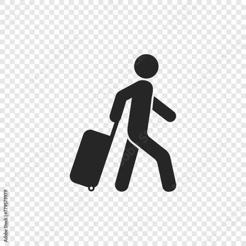 Man with luggage icon. Man carrying suitcase icon vector