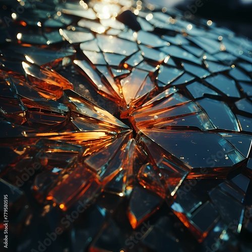 AI generated illustration of a broken glass piece creating a vibrant visual photo