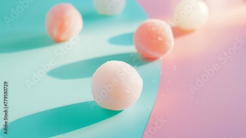 Pastel Colored Spheres with a Sugary Texture on Gradient