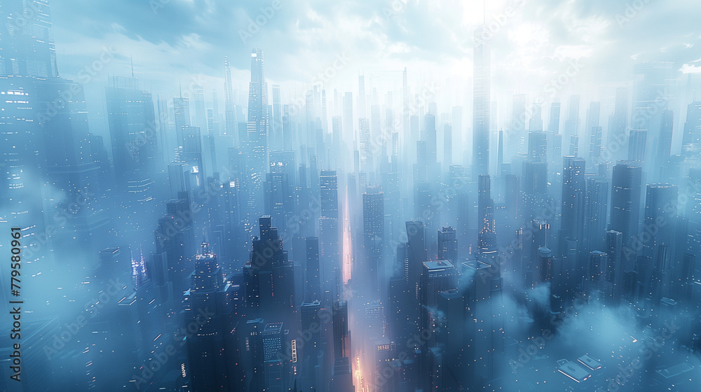  Futuristic City Shrouded in Fog