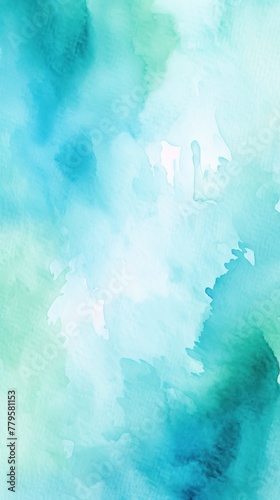Cyan watercolor light background natural paper texture abstract watercolur Cyan pattern splashes aquarelle painting white copy space for banner design, greeting card